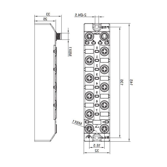 PROFINET protocol, M8 interface, 8xDI, PNP, Compact, Remote module, 001CA3