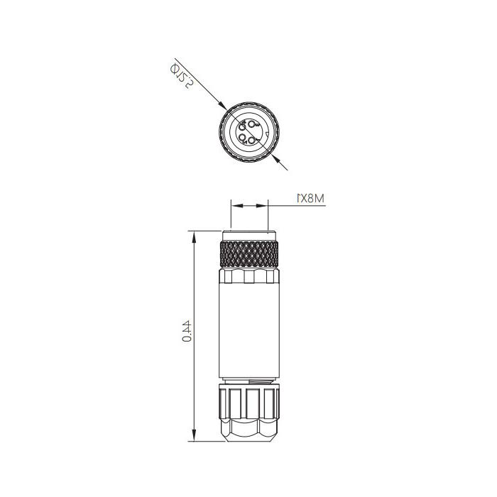 M8 4Pin, female straight, screw connection, 63F081