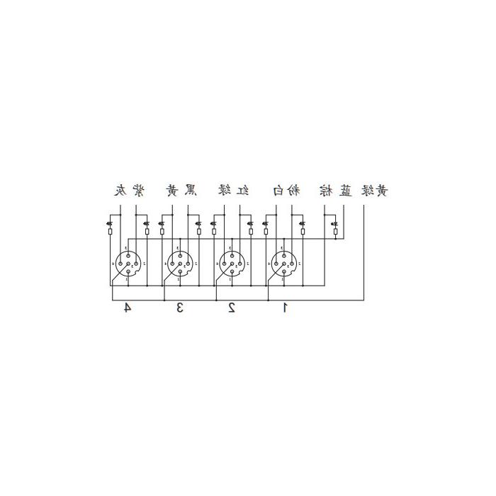 M12 junction box, dual channel, NPN, 4-port all-in-one, LED, PVC non-flexible cable, grey sheathing, 24N4A1-XXX