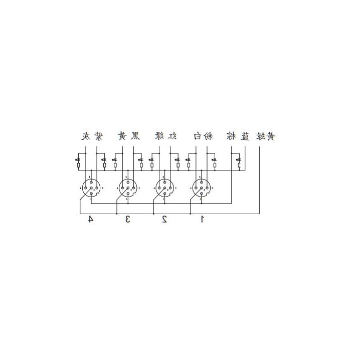 M12 junction box, dual channel, PNP, 4-port all-in-one, LED, PVC non-flexible cable, grey sheathing, 24P461-XXX