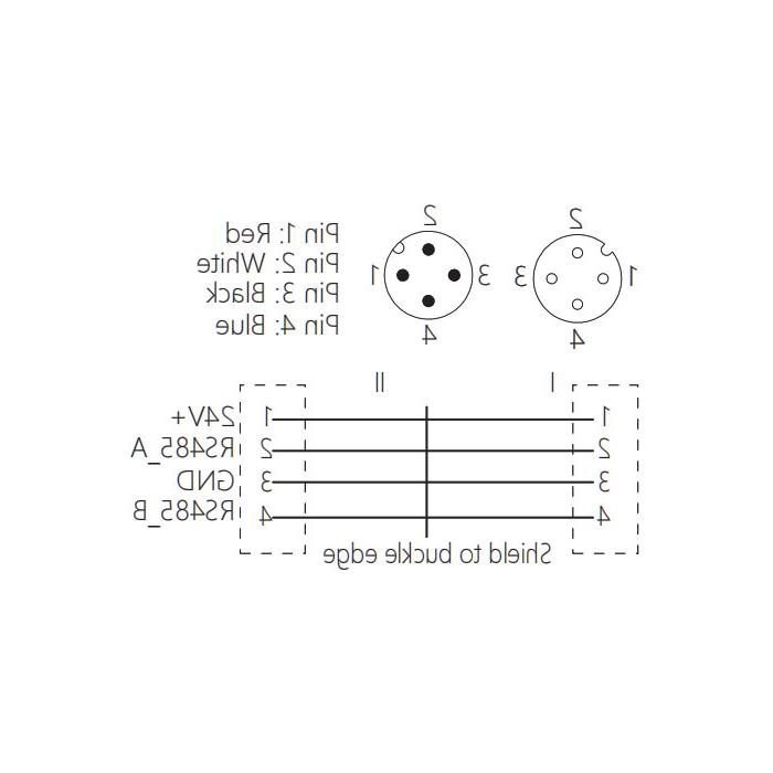 M12 4Pin -公/母-双端预铸PVC非柔性电缆，带屏蔽，灰色护套- 0C4A43-XXX