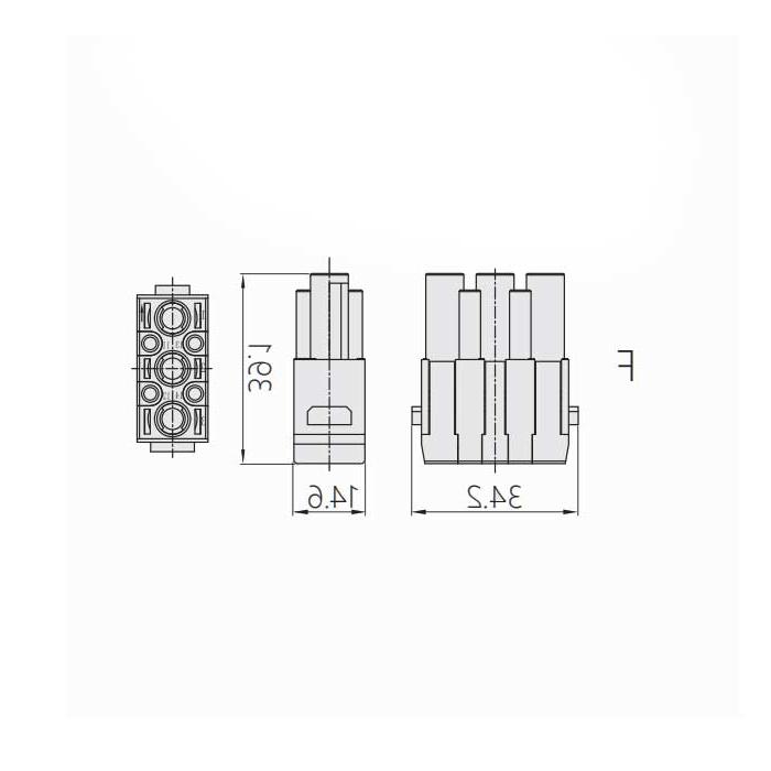 HM module, female connector, HM-3/4-F, 09140073101